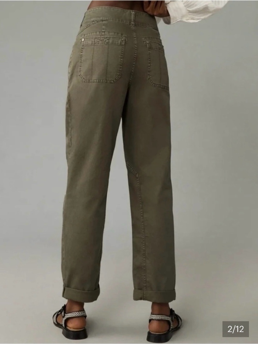Pilcro Straight-Leg Utility Jeans in Olive - Picture 2 of 7